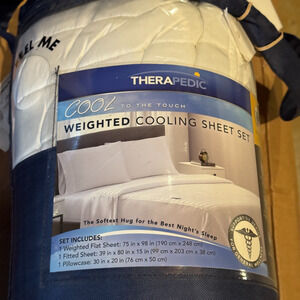 White Therapedic Weighted Cooling Sheet Set For Twin XL Bed Rare! retail $210